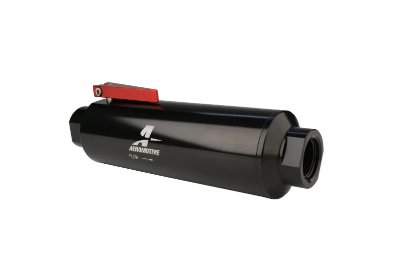 Aeromotive In-Line AN-12 Filter w/Shutoff Valve 100 Micron SS Element - Black Anodize Finish - Image 2