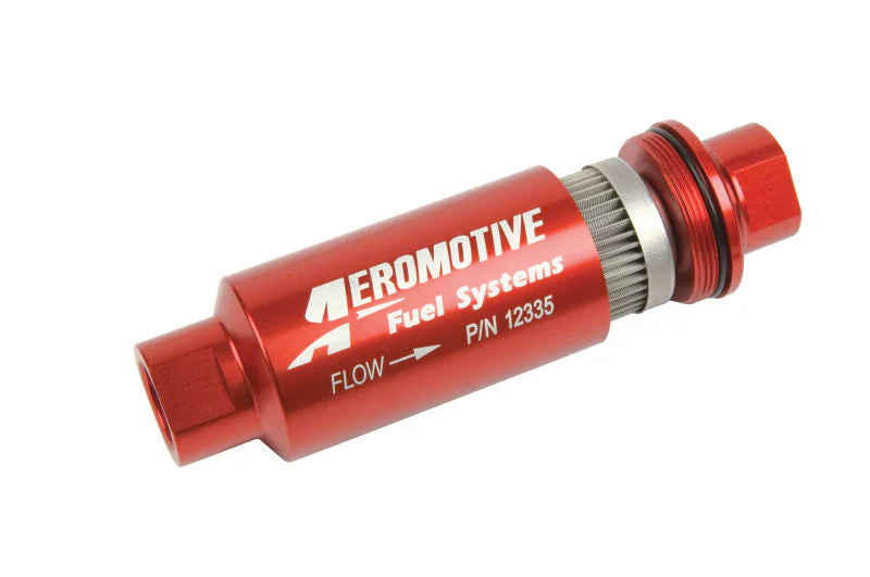 Aeromotive In-Line Filter - AN-10 size - 40 Micron SS Element - Red Anodize Finish - Image 2