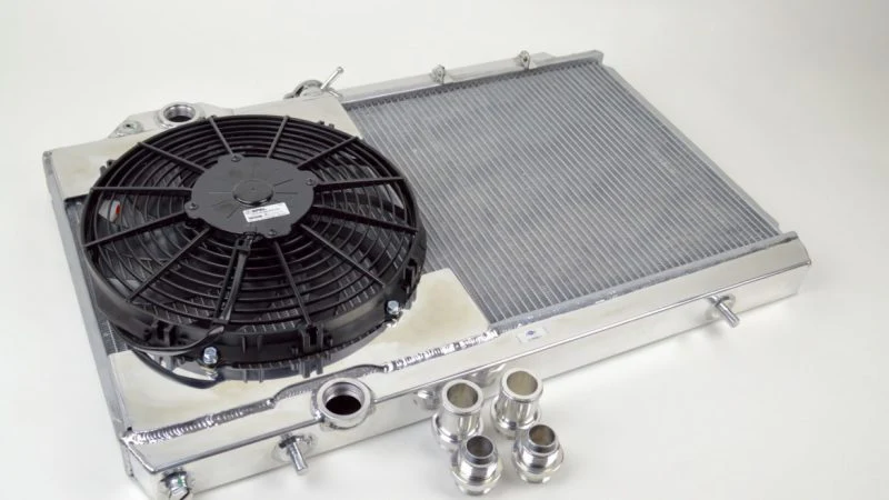 CSF 96-07 Mitsubishi Evo 4/5/6/7/8/9 Full-Slim Radiator w/12in Fan & Shroud/-16AN & Slip On Fitting - Image 2