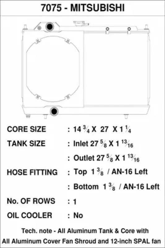 CSF 96-07 Mitsubishi Evo 4/5/6/7/8/9 Full-Slim Radiator w/12in Fan & Shroud/-16AN & Slip On Fitting - Image 7
