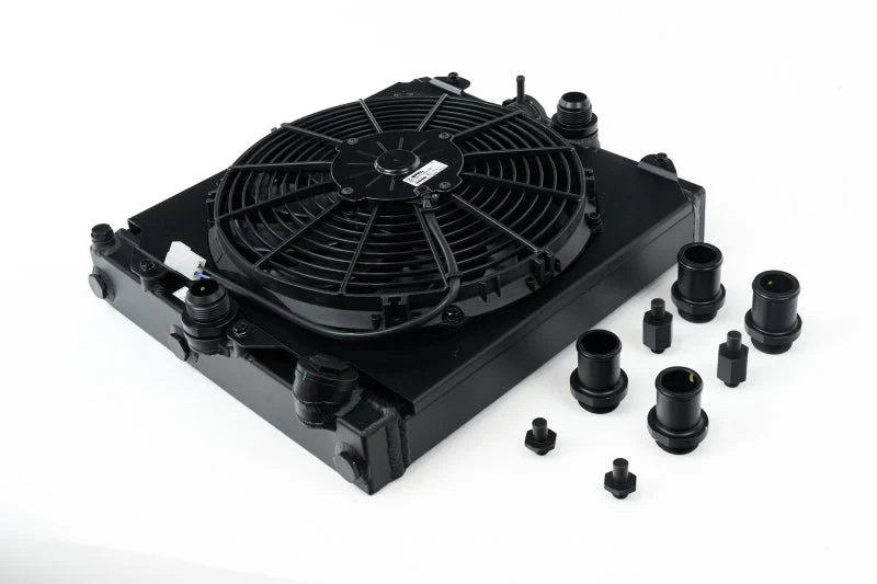 CSF Universal Half Radiator w/-16AN & Slip-On Fittings/12in SPAL Fan & Shroud - Black Finish - Image 12