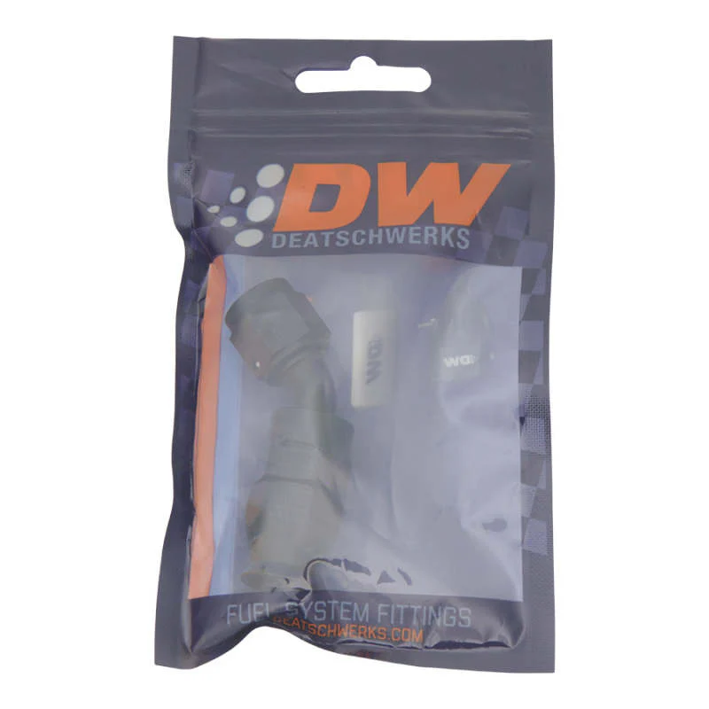 DeatschWerks 6AN Female Swivel 45-Degree Hose End PTFE (Incl 1 Olive Insert) - Anodized Matte Black - Image 2