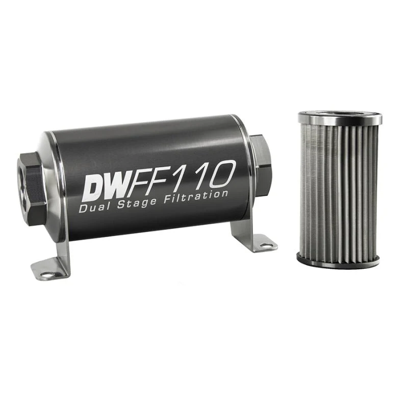 DeatschWerks Stainless Steel 10AN 10 Micron Universal Inline Fuel Filter Housing Kit (110mm) - Image 2