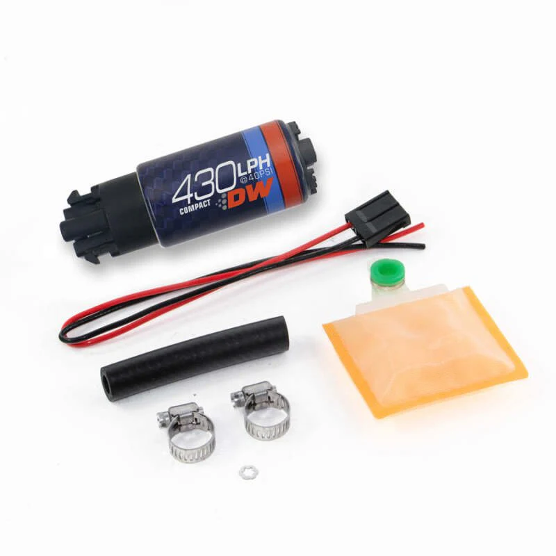 DeatschWerks Universal DW430C 430lph Compact Fuel Pump with Clips and Install Kit
