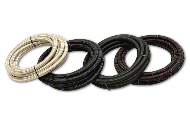 Vibrant -12 AN Two-Tone Black/Blue Nylon Braided Flex Hose (5 foot roll) - Image 3