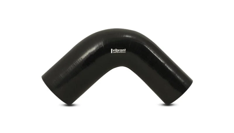 Vibrant 2.25in ID x 3in ID x 4in Long Gloss Black Silicone 90 Degree Transition Elbow - Image 2