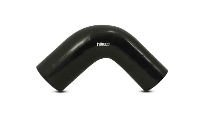 Vibrant 2.5in ID x 3.5in ID x 4in Long Gloss Black Silicone 90 Degree Transition Elbow - Image 2