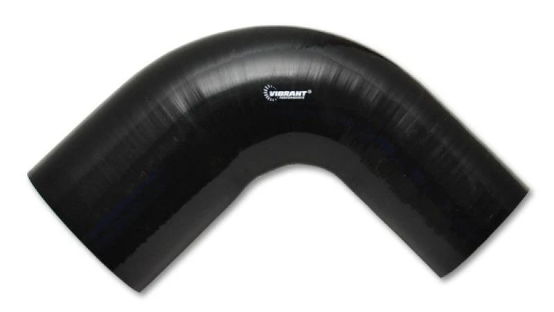 Vibrant 3in ID x 3.5in ID x 4in Long Gloss Black Silicone 90 Degree Transition Elbow - Image 2