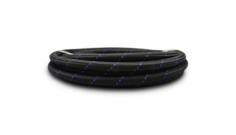 Vibrant -4 AN Two-Tone Black/Blue Nylon Braided Flex Hose (5 foot roll) - Image 3
