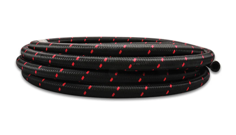 Vibrant -4 AN Two-Tone Black/Red Nylon Braided Flex Hose (10 foot roll) - Image 3