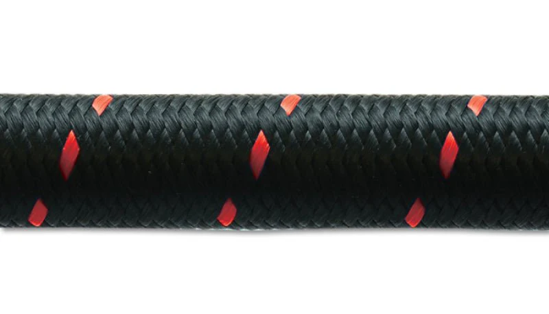 Vibrant -8 AN Two-Tone Black/Red Nylon Braided Flex Hose (10 foot roll) - Image 2