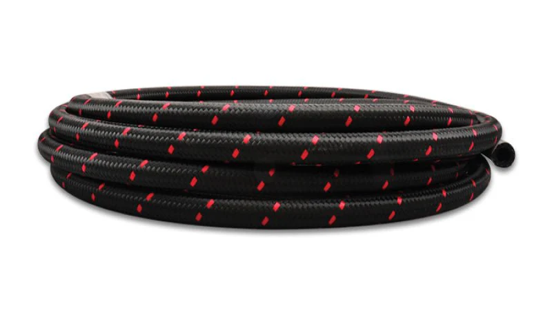Vibrant -8 AN Two-Tone Black/Red Nylon Braided Flex Hose (20 foot roll) - Image 3