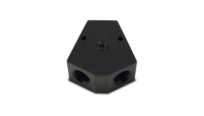 Vibrant Billet Aluminum Y-Block Fitting with 1/8in NPT Port - 1/2in NPT x 1/2in NPT x 1/2in NPT - Image 2