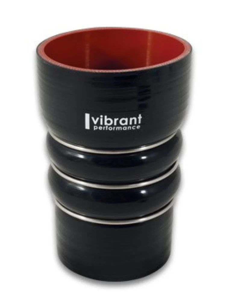 Vibrant Silicone Coupling 4 Ply Aramid CAC Transition Hose 3.25in x 3in Inlet/Outlet - Black - Image 3