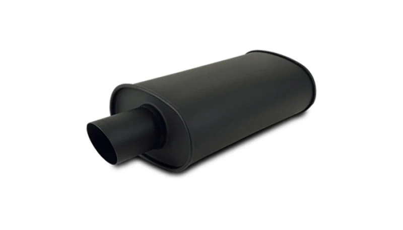 Vibrant StreetPower FLAT BLACK Oval Muffler with Single 4in Outlet - 4in inlet I.D. - Image 2